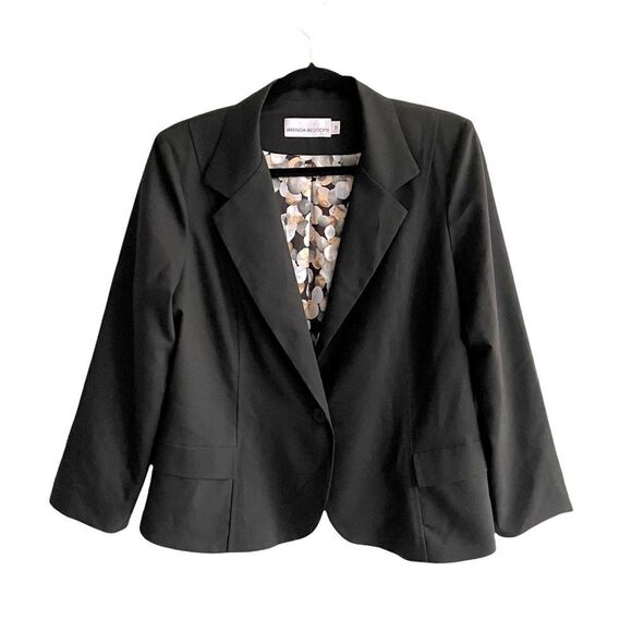BRENDA BEDDOME Button Front Blazer Jacket Black 12 - Picture 1 of 6